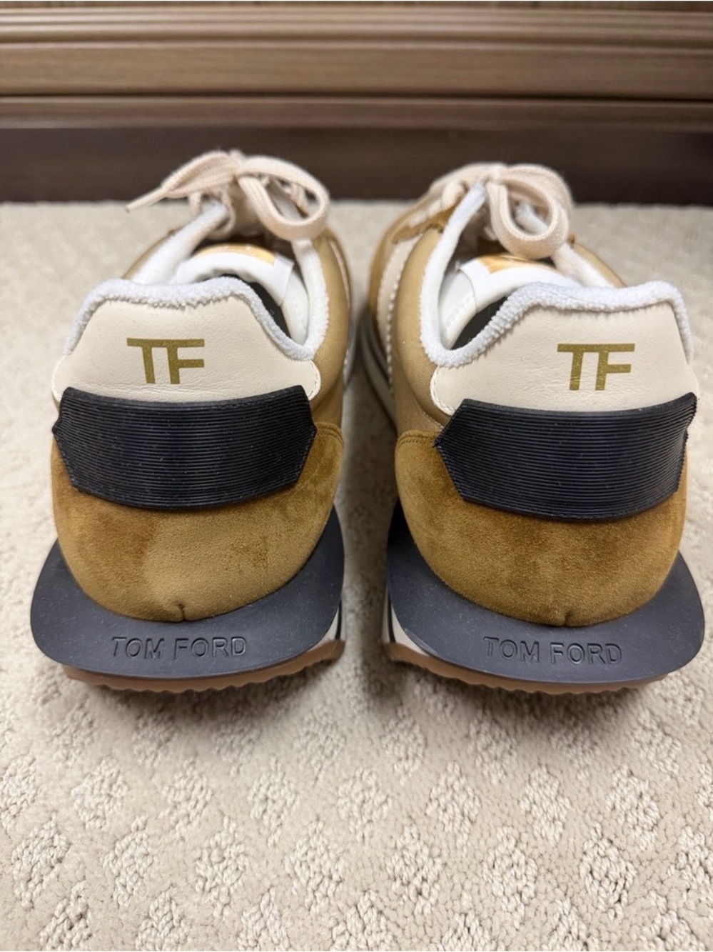 Tom Ford Men's Tan & White Runner Sneakers - Picture 11 of 12